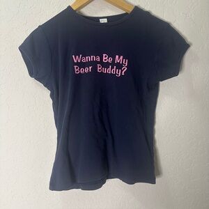 Abella Dark Blue Tee with Light Text